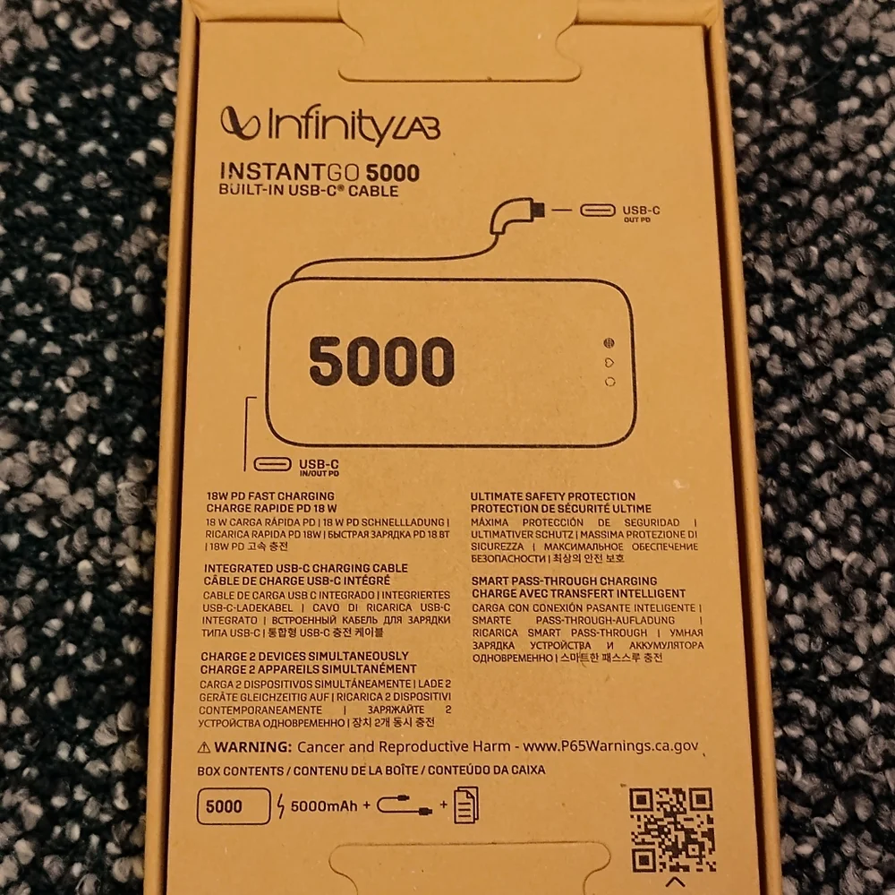 NWT! INFINITY LAB Instant Go 5000 Powerbank
